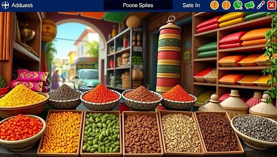 Cumin Explorer - Spice Market Adventure Cumin Explorer game screenshot showing a vibrant Indian market scene with various spices