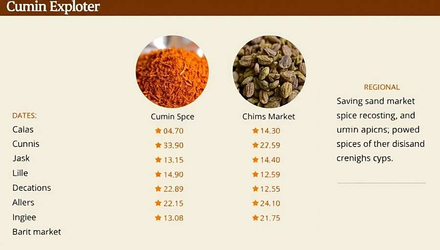 Cumin Explorer - Regional Spice Markets Cumin Explorer regional variations showing different Indian spice markets
